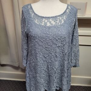 NWT Attitudes By Renee 2 Piece Lace Top And Tank Light Blue XL